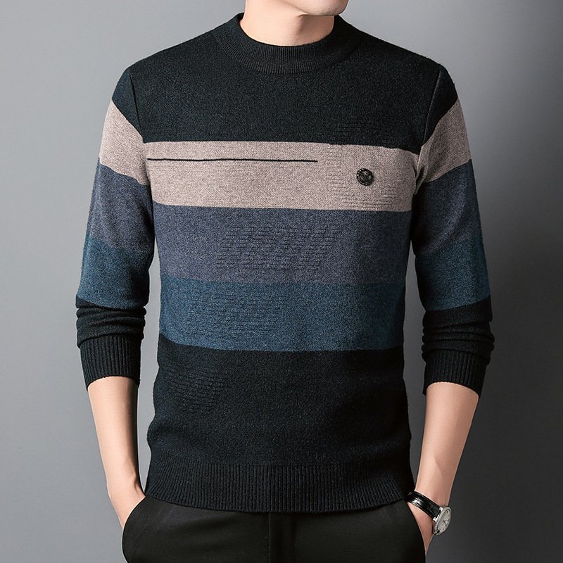 Men's Fashion Casual Round Neck Knitted Shirt – Comfortable and Stylish