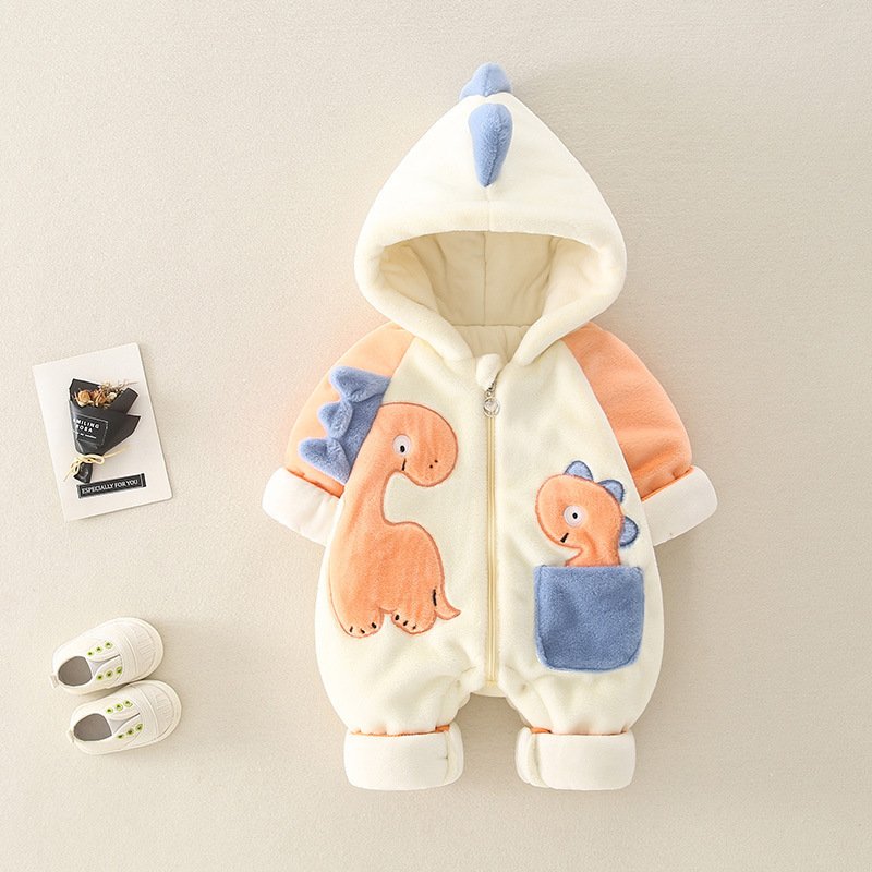 Thickened Fleece-Lined Jumpsuit Rompers – Warm & Cozy Outfit for Babies