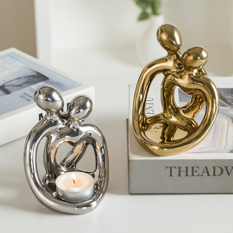 Ceramic Couple Candlestick – Modern Nordic Suit & Retro Aromatherapy Candle Cup Ornaments