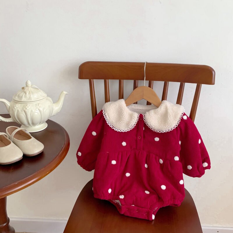Baby Fleece-Lined Onesie Jumpsuit – Warm & Cozy Winter Outfit for Infants