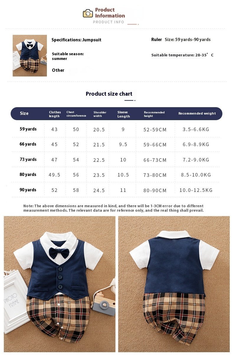 Summer Baby Boy Gentleman Jumpsuit - Stylish & Comfortable Outfit for Baby Boys