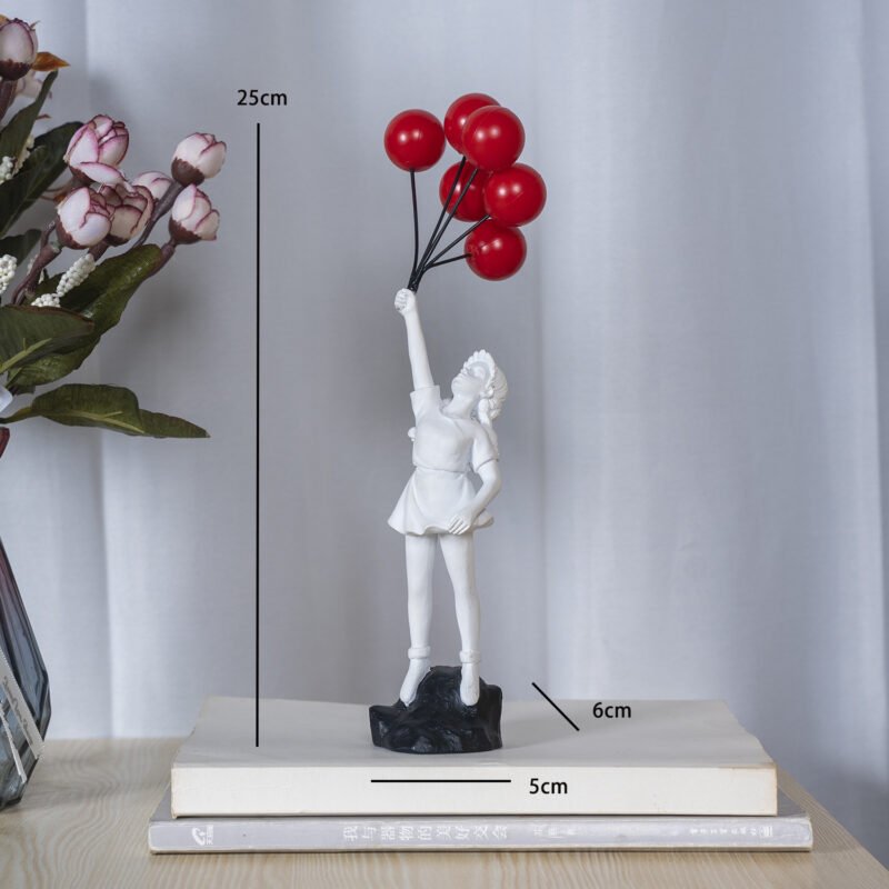 Little Girl with Balloon Art Sculpture – Resin Living Room Decoration for Home Decor
