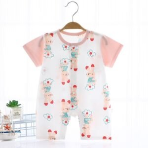 Baby One-Piece Summer Thin Jumpsuit – Short Sleeve Pure Cotton Outfit for Infants