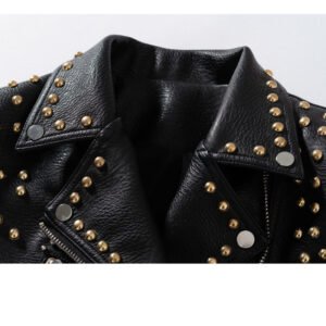 Leather Jacket | Fashion Personality Women's Print Rivet Short Jacket