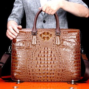 Crocodile Pattern Briefcase Men's Business Bag | Genuine Leather Handbag