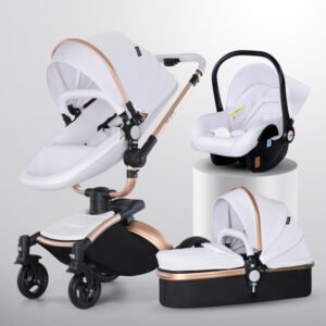 High Landscape Baby Stroller – 360-Degree Rotation, 3-in-1 Foldable Basket