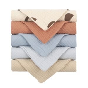 5-Piece Baby Towel Set – Plain Cotton Face Towels for Soft & Gentle Care l