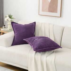 Corduroy Pillow Covers – Super Soft Boho Striped Throw Pillows for Couch & Living Room Decor