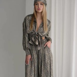 Stylish Leopard Print Loose Ice Silk Pajamas for Women |Fashionable & Comfortable Sleepwear
