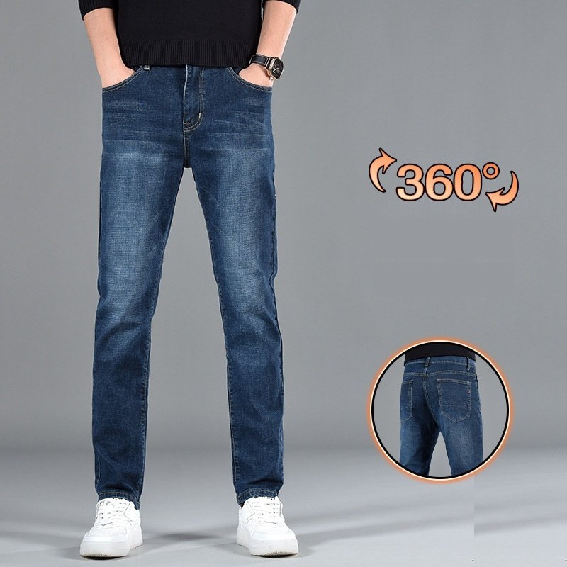 New Slim Fit Youth Casual Straight-Leg Cotton Jeans for Men – Stylish & Comfortable