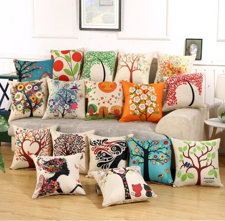 Fabric Decoration Supplies – Linen Printed Pillows for Car, Bedside, and Couch