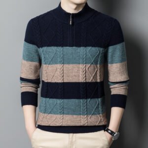 Men's Thick Warm Half Zipper Sweater – Cozy and Stylish Winter Essential