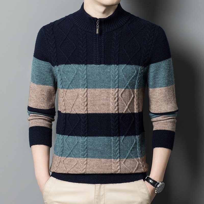 Men's Thick Warm Half Zipper Sweater – Cozy and Stylish Winter Essential