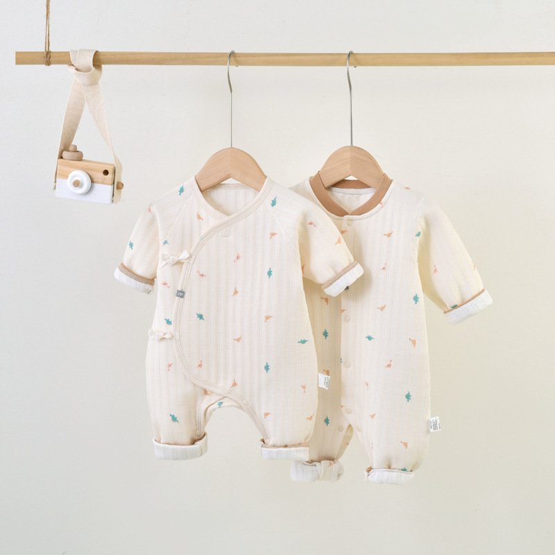 Baby Onesie - Autumn Grain Bear Long Sleeves, Three-Layer Warm Outfit