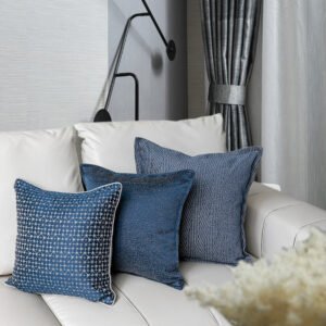 Denim Blue Modern Minimalist Sofa Pillow – Stylish Living Room Accent Cushion