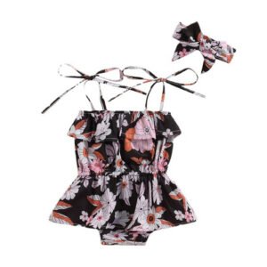 Baby Floral Strap Jumpsuit Gown – Adorable & Comfortable Outfit for Babies