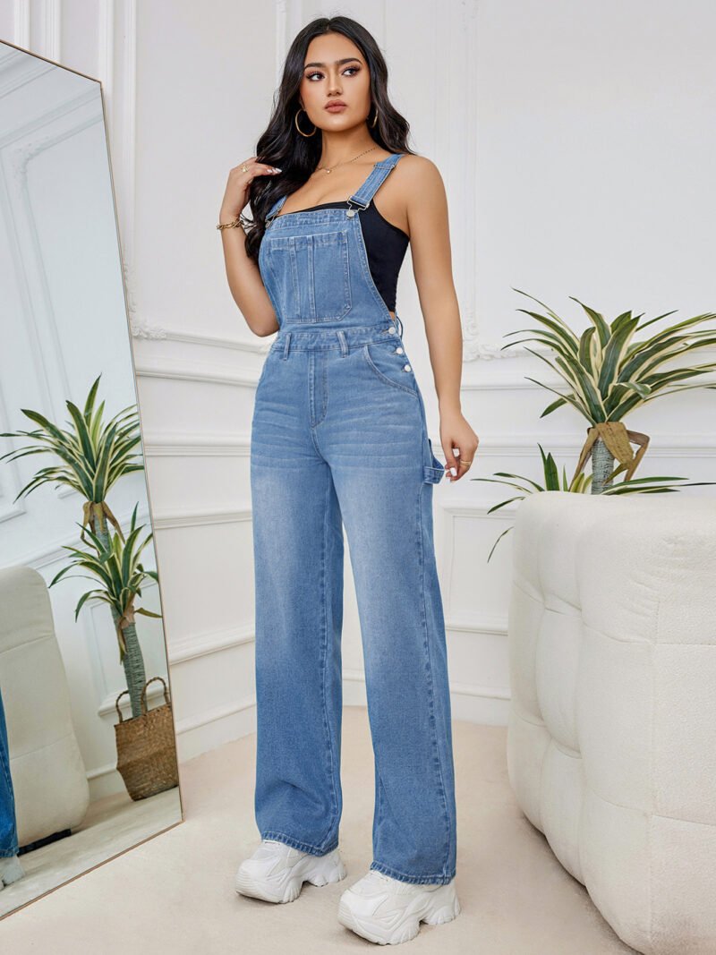 Women's Washed Denim Suspender Pants | Trendy & Casual Denim Overalls