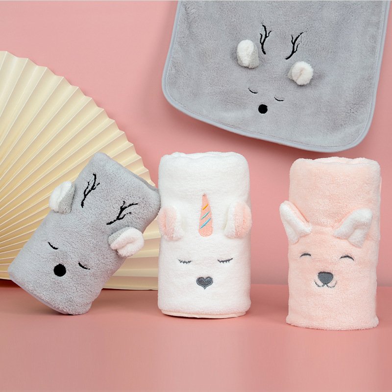 Coral Fleece Cute Cartoon Children’s Face Towel – Soft & Absorbent for Kids