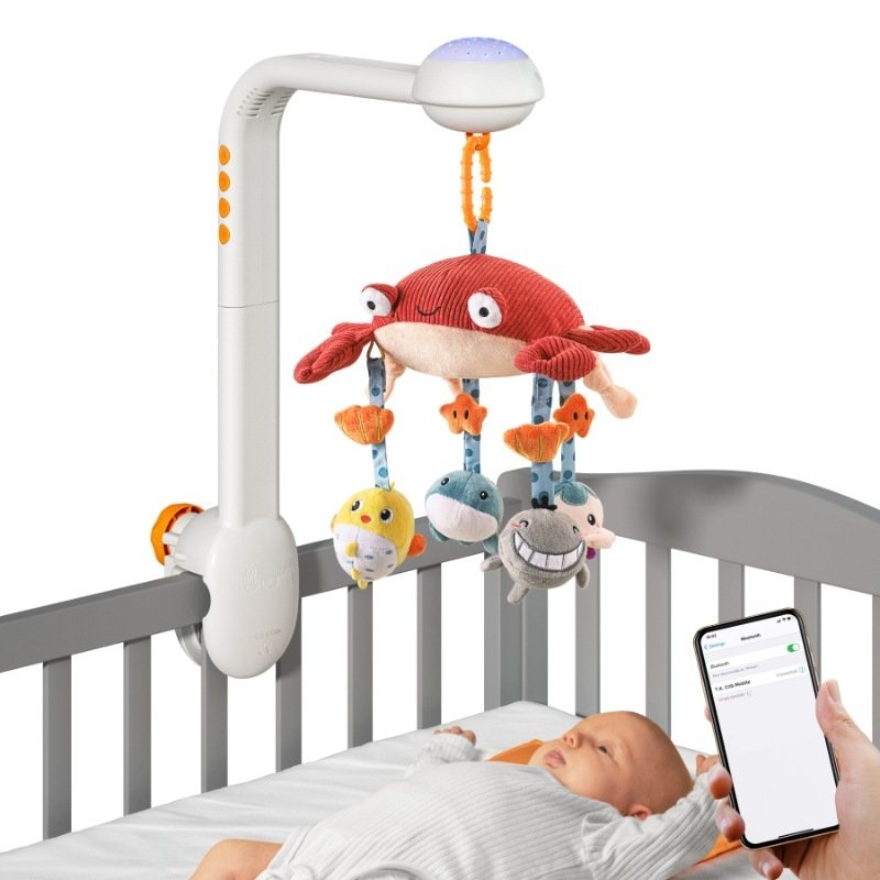 Baby Bed Bell Plush Toy with Projection - Soothing Crib Toy for Infants