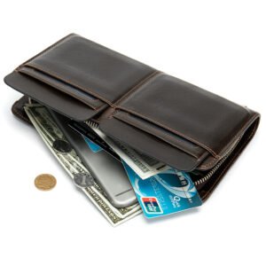 Business Double Pocket Men's Wallet - Long Genuine Leather Clutch with Multiple Card Slots