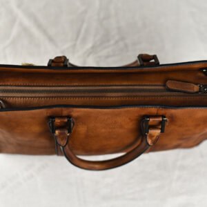 Men's Tanned Leather Handbag | Retro Horizontal Style