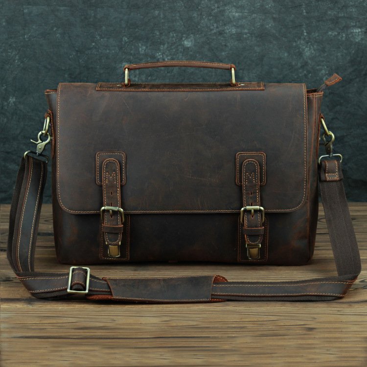 Retro First Layer Cowhide One-Shoulder Messenger Bag | Genuine Leather