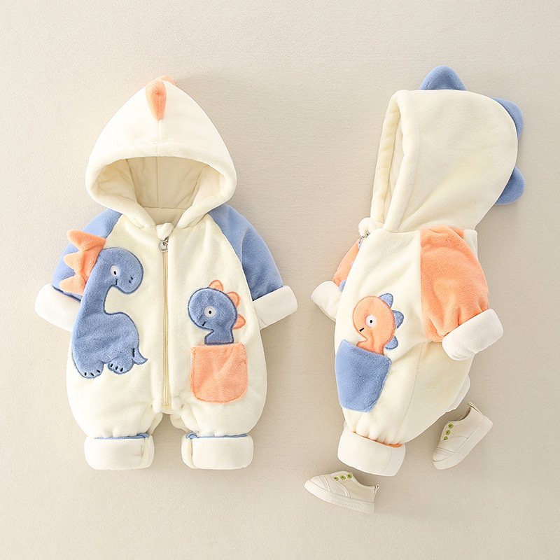 Thickened Fleece-Lined Jumpsuit Rompers – Warm & Cozy Outfit for Babies