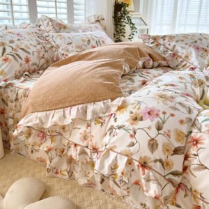 Bed Skirt Model Cotton Bedding – Four-Piece Set with Sheet and Quilt Cover