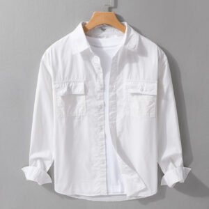 Leisure Cargo Shirt Men's Solid Color Polo Collar – Casual & Versatile