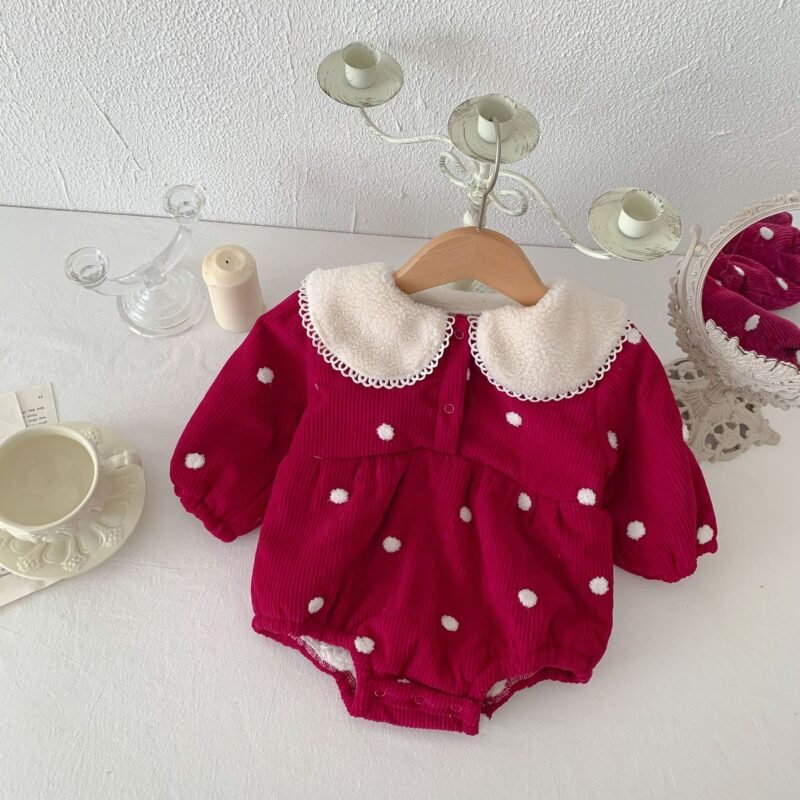 Baby Fleece-Lined Onesie Jumpsuit – Warm & Cozy Winter Outfit for Infants