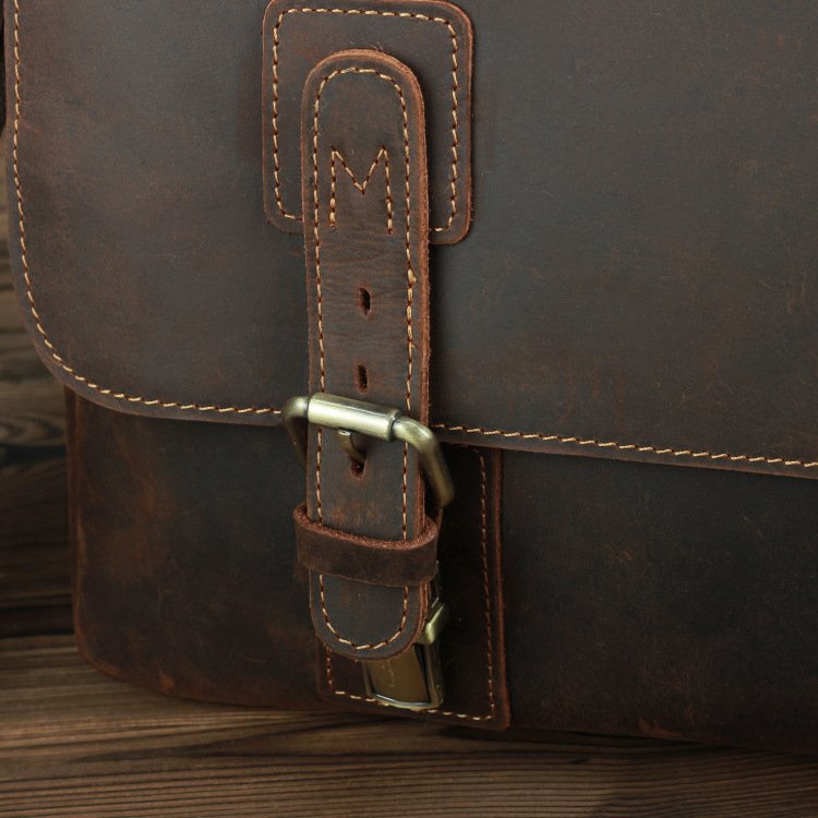 Retro First Layer Cowhide One-Shoulder Messenger Bag | Genuine Leather