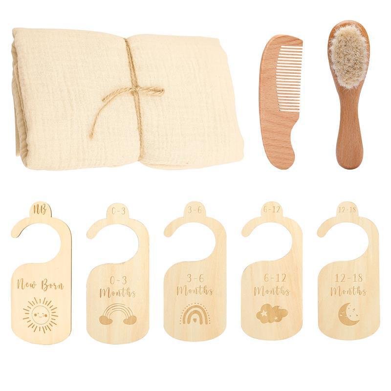 Baby Gift Set – Wool Brush, Skin-Friendly Bath Towel & Essentials for One-Month-Old