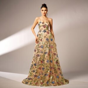 Elegant Sleeveless Sequined Suspender Evening Dress | Glamorous Formal Wear for Women