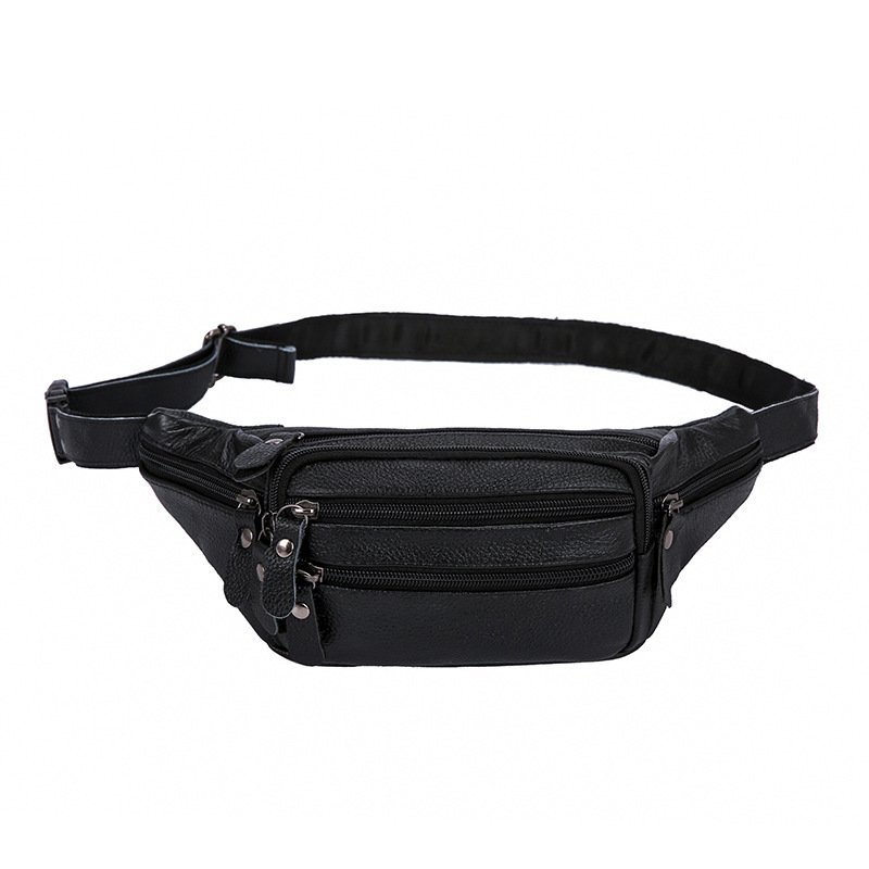 Cowhide Men's Belt Bag - Leather Shoulder & Chest Bag for Stylish Utility