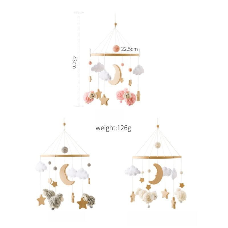 Nordic Style Felt Animal Bed Bell - Baby Crib Hand-Eye Coordination Hanging Ornament