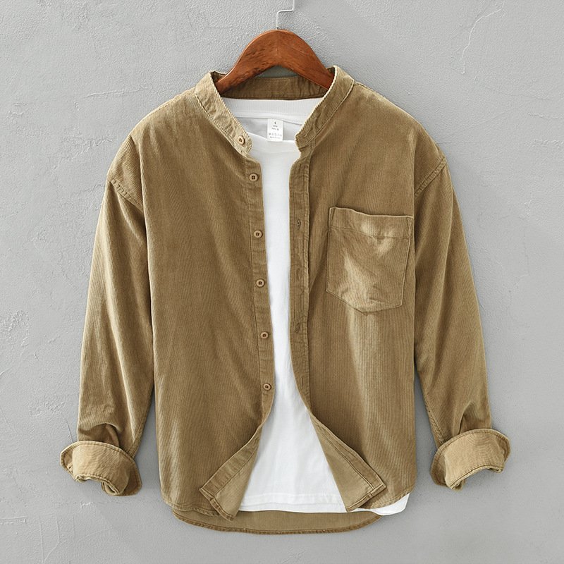Autumn Loose Corduroy Long Sleeve Shirt for Men – Cozy & Stylish