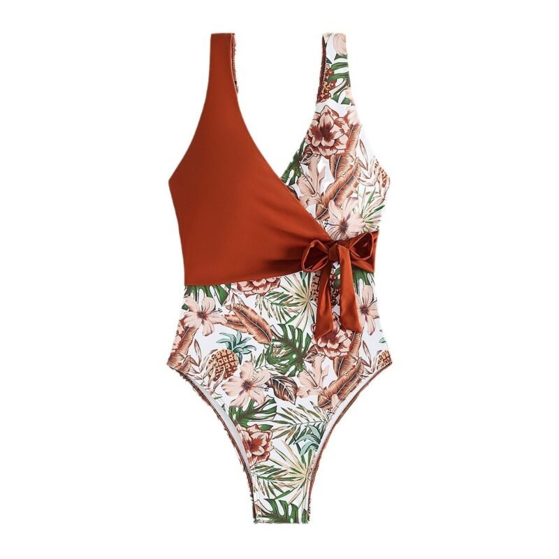 Tropical Plants Multicolor Printing Bikini One-Piece – Stylish Swimwear