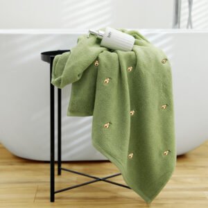 Full Embroidery Avocado Cotton Bath Towel – Soft, Absorbent & Stylish