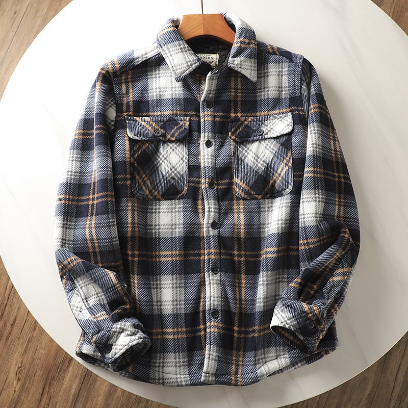 Fleece Lined Warm Loose Wool Plaid Shirt for Men - Cozy and Stylish