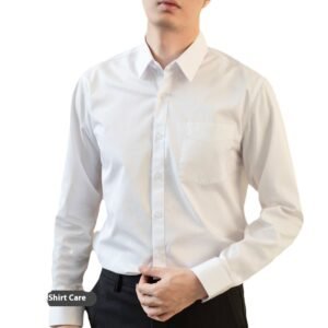 Long Sleeve Men's Solid Color Stretch Slim-Fitting Shirt - Iron-Free & Anti-Wrinkle Business Casual