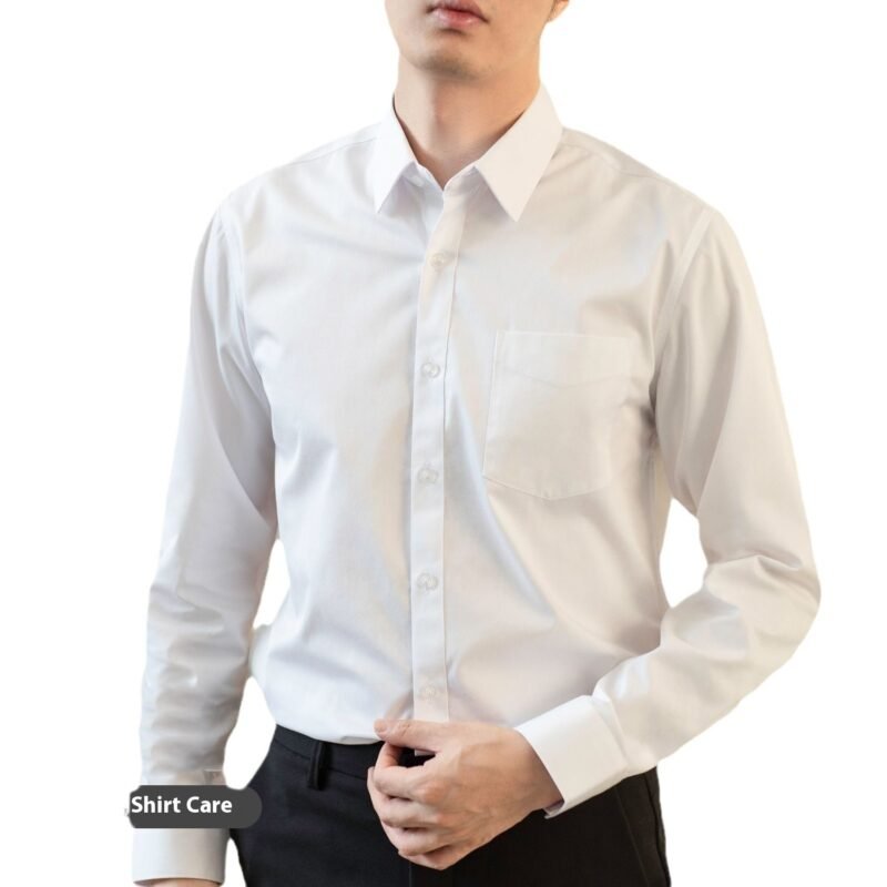 Long Sleeve Men's Solid Color Stretch Slim-Fitting Shirt - Iron-Free & Anti-Wrinkle Business Casual