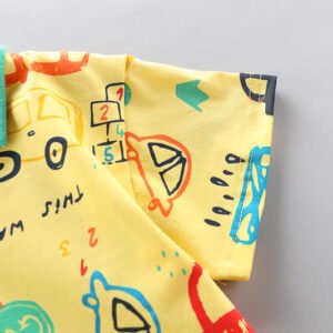 Baby Car Pattern Two-Piece Summer Outfit – Casual & Comfortable Clothing for Kids