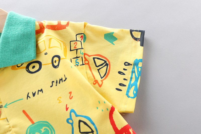 Baby Car Pattern Two-Piece Summer Outfit – Casual & Comfortable Clothing for Kids