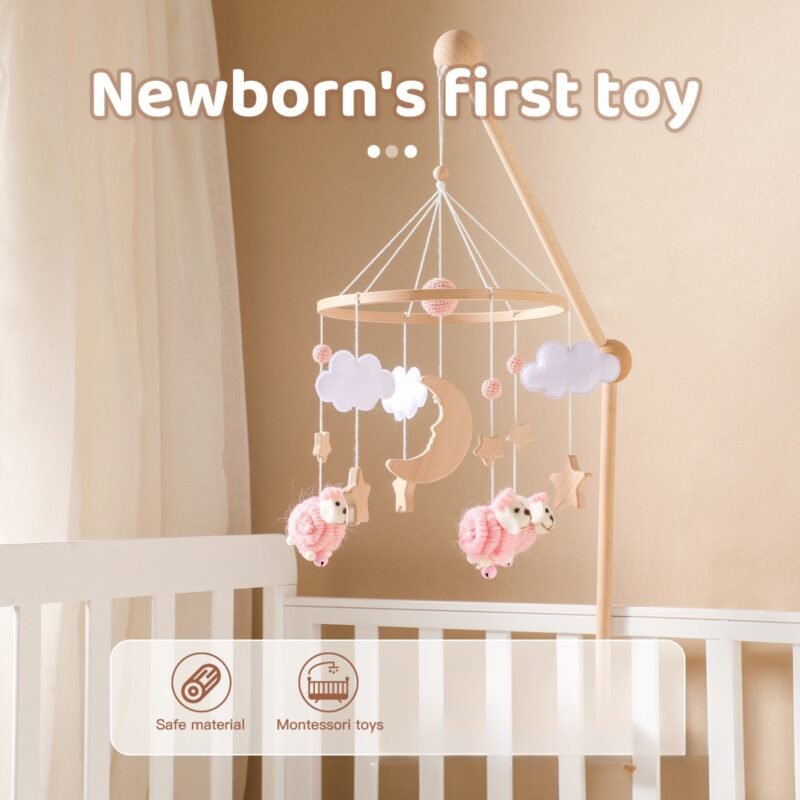 Nordic Style Felt Animal Bed Bell - Baby Crib Hand-Eye Coordination Hanging Ornament