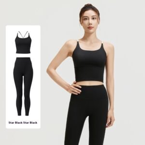 Polyester Women's Solid Color Stitching Yoga Suit | Comfortable & Stylish Activewear