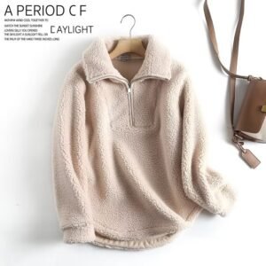 Women's Simple Casual Sweatshirt with Zipper - Comfortable & Stylish Pullover