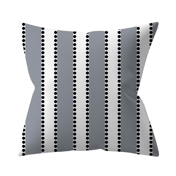 Gray Geometric Polyester Pillow Cover – Cross-border Hot Sale Silver Gray Sofa Cushion Cover