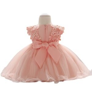 Flower Girl Baby Lace Crochet Princess Mesh Dress – Elegant Baby Dress for Special Occasions