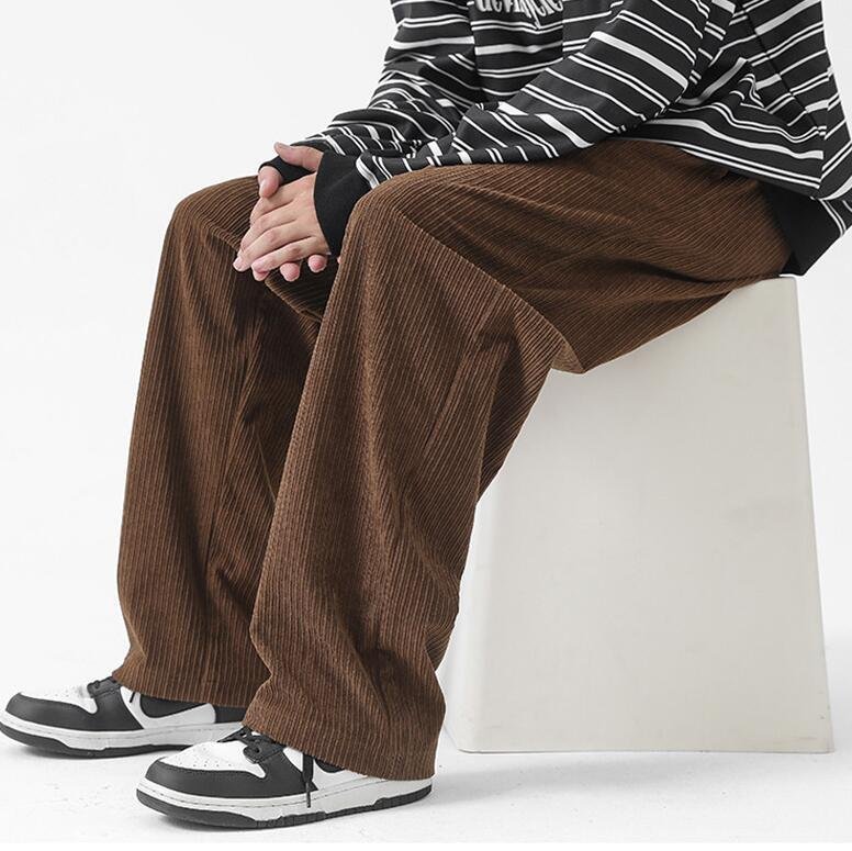 Fleece-Lined Thick Loose Straight Corduroy Pants – Warm & Comfortable Winter Wear