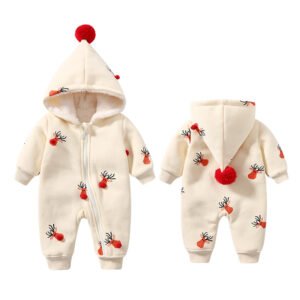 Khaki Padded Warm Baby Clothes - Cozy Crawling Outfit for Infants